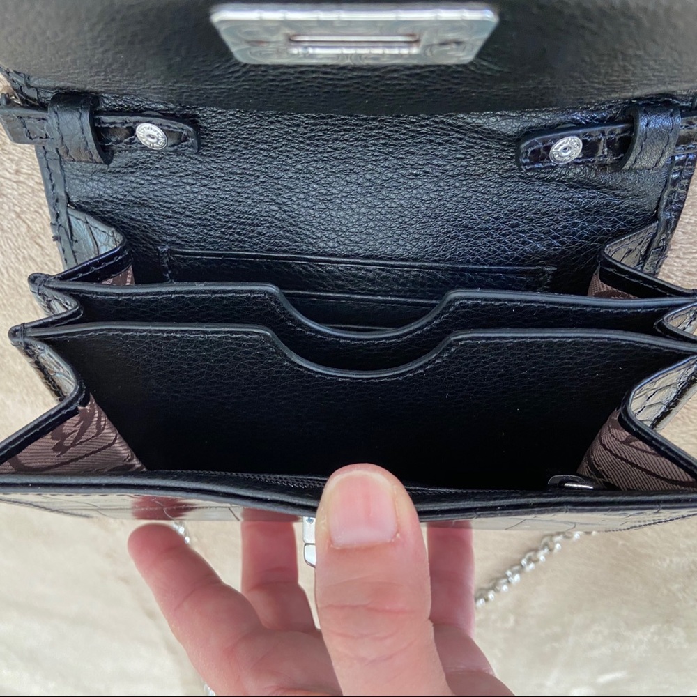 BRIGHTON CROC WALLET CROSSBODY BLACK - Picture 5 of 8